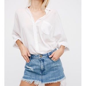Free People Blue Denim Mini Skirt